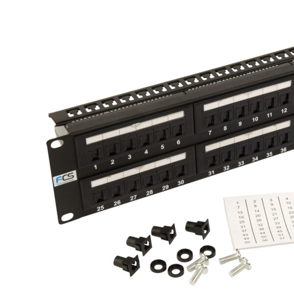 48 Way Cat 5e Patch Panel with cage nuts and numbered labels