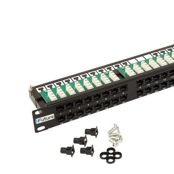 1U 48 Way Cat 5e Patch Panel with rack snaps