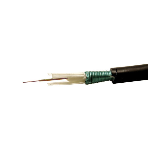 Armoured Fibre Optic Cable with the jacket stripped back