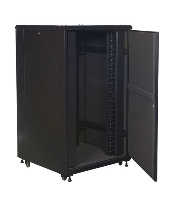 soundproof data cabinet 800mm wide with the door opened