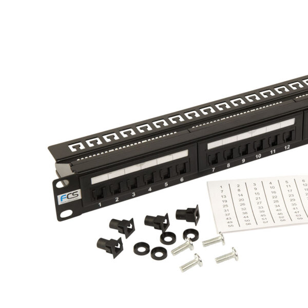 24 Way Cat 5e Patch Panel with cage nuts and numbered lables