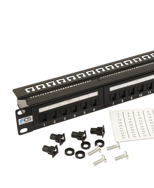 24 Way Cat 5e Patch Panel with cage nuts and numbered lables